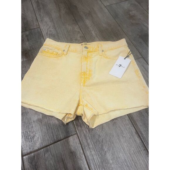 7 For All Mankind High Rise Yellow Shorts Size 28 - Picture 1 of 4